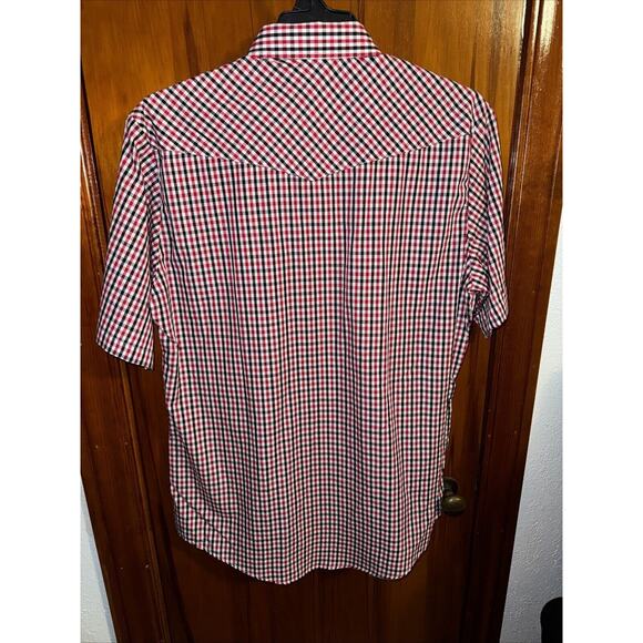 Roper Mens XL Red Black White Western Pearl Snap Short Sleeve Short Sleeve Shirt - Picture 7 of 7